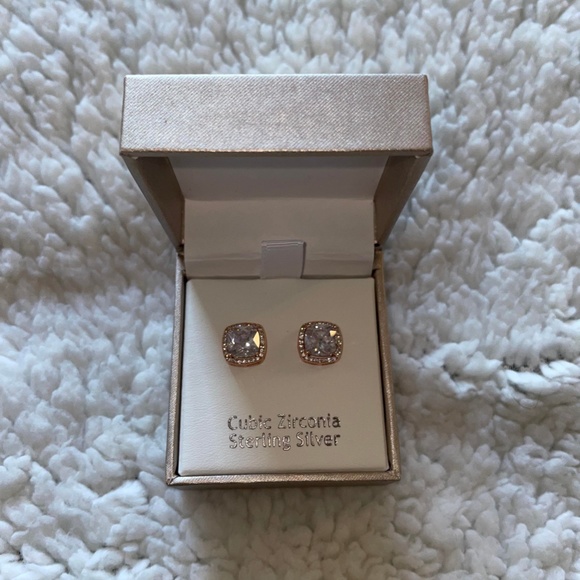 Rose Gold and Sterling Silver Stud Earrings - Picture 7 of 7